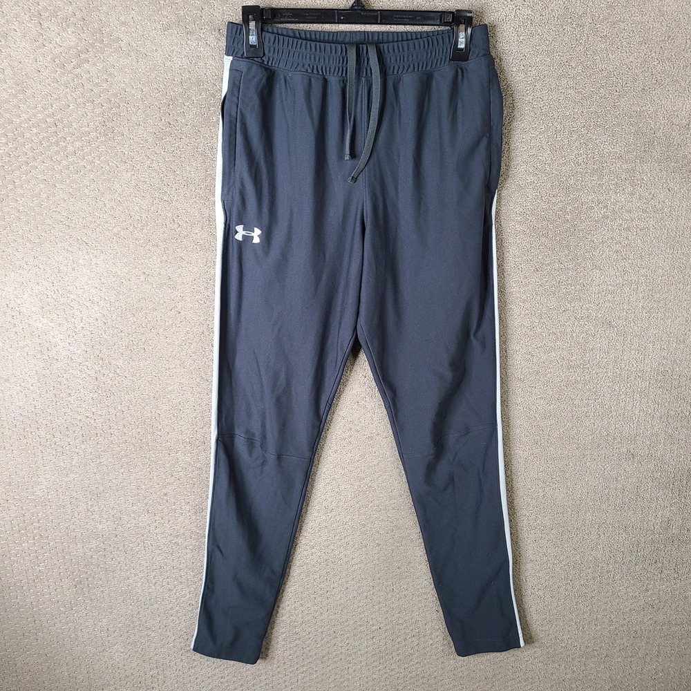 Under Armour Pants Womens Medium Gray White Stripe Ankle Zip Athletic‎ Joggers